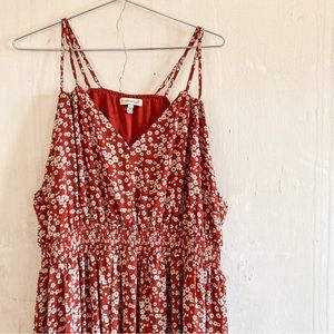 Rust Orange Floral Boho Flowy Maxi Dress